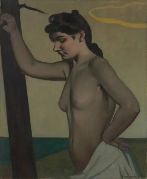 Nu de profil opiera się o pień - Félix Vallotton