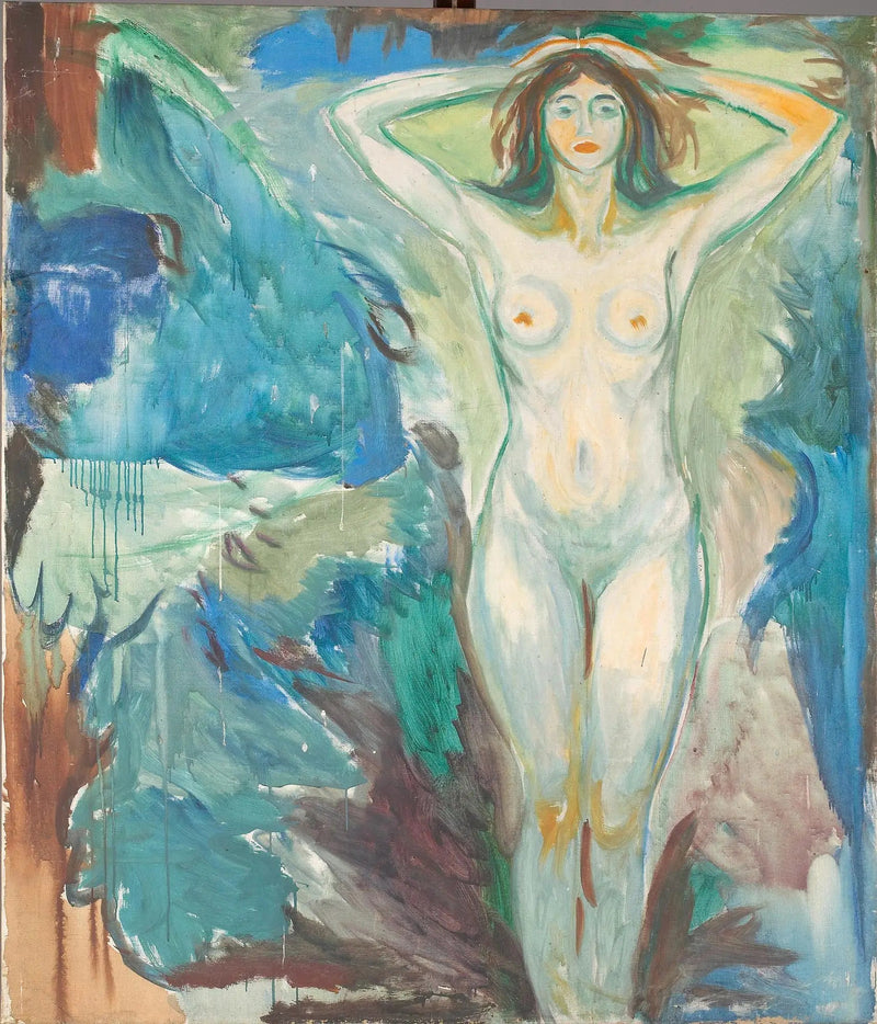 Naga stojąca na niebieskim tle - Edvard Munch