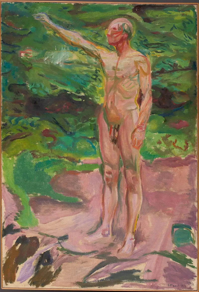 Męski akt w lesie - Edvard Munch