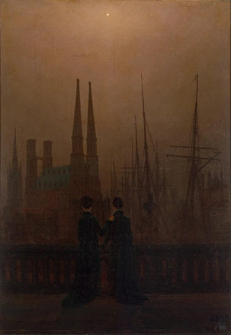 Noc w porcie - Caspar David Friedrich
