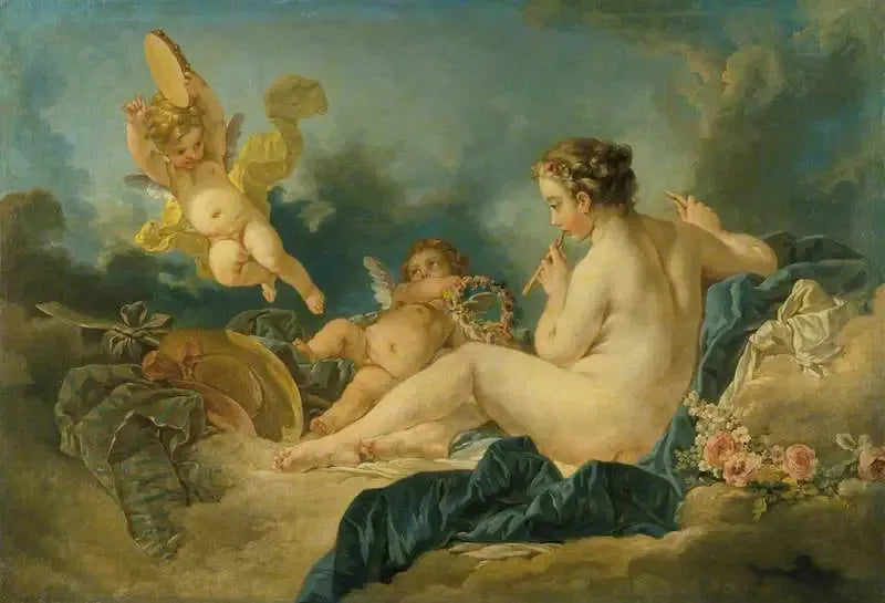 Siedząca nimfa z fletami - François Boucher