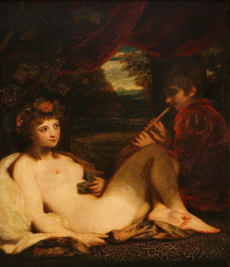 Nimfa i chłopiec grający na flecie - Joshua Reynolds