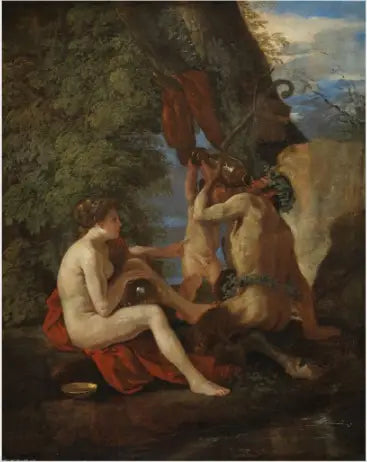 Nimfa i Satyr - Nicolas Poussin