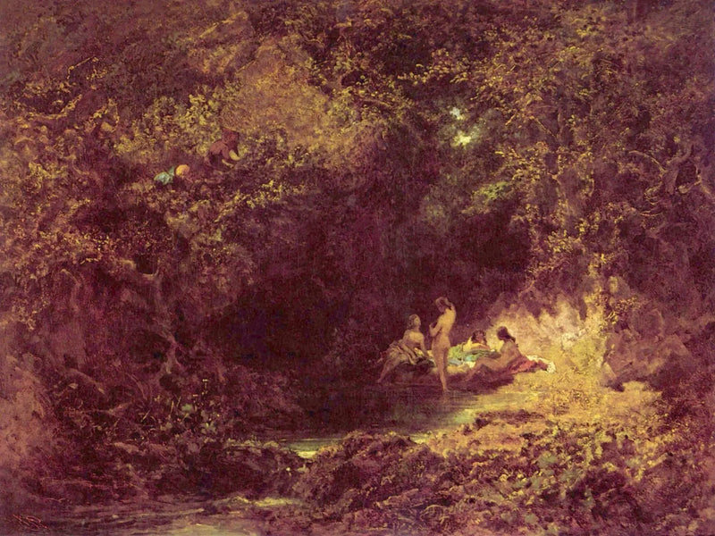 Nymfy w kąpieli - Carl Spitzweg