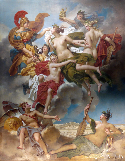 Nymphes Parthops dirigées par la déesse des beaux-arts - Charles Meynier Reproductions de tableaux à la peinture à