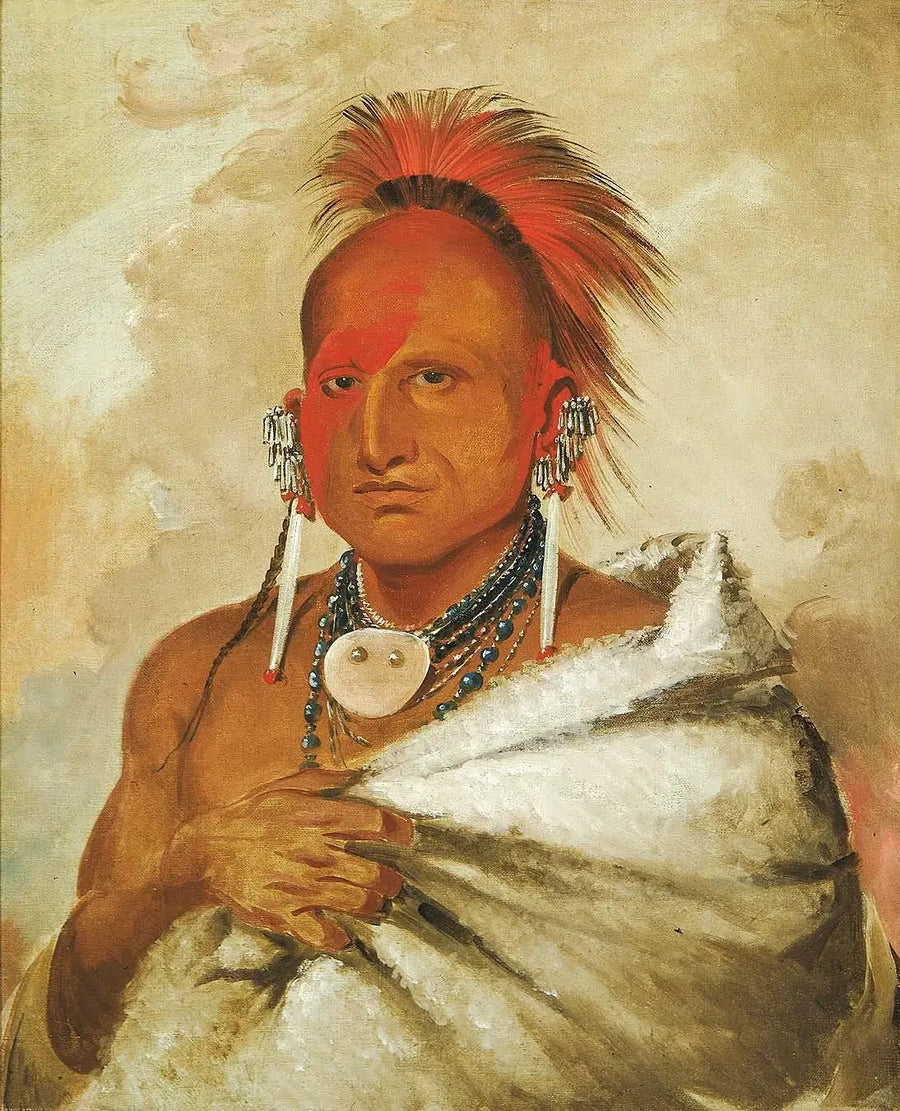 O-rón-gás-see, myśliwy na niedźwiedzie, słynny wojownik - George Catlin
