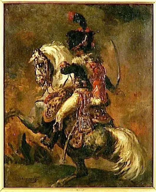 Oficer strzelców konnych gwardii imperialnej w natarciu - Théodore Géricault