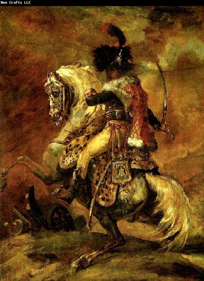 Oficer myśliwych konnych gwardii imperialnej w natarciu - Théodore Géricault