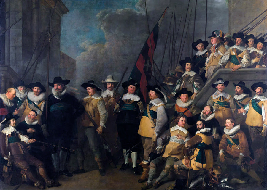 Officiers et autres tireurs du district V d'Amsterdam dirigés par le capitaine Cornelis de Graeff et le lieutenant Hendrick Lauwrensz - Jacob Adriaensz Backer
