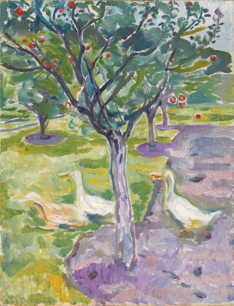 Gęsi w ogrodzie - Edvard Munch
