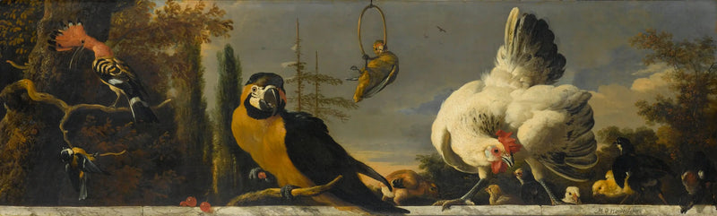 Ptaki na balustradzie - Melchior de Hondecoeter