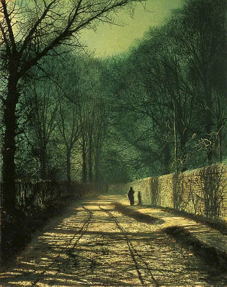 Cienie drzew na murze parku, Roundhay, Leeds - John Atkinson Grimshaw