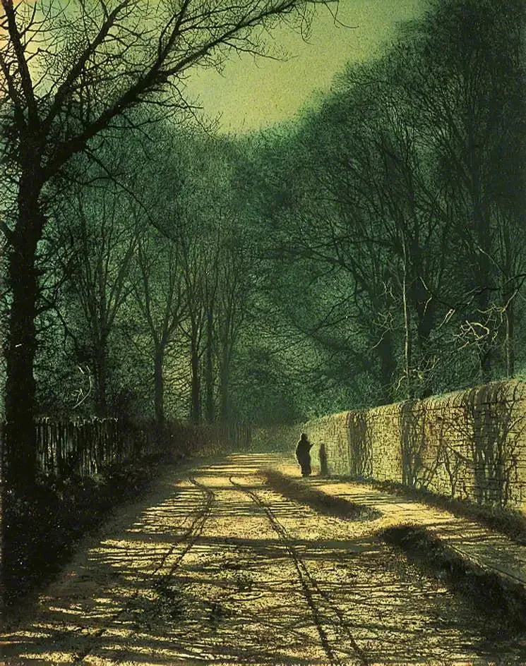 Cienie drzew na murze parku, Roundhay, Leeds - John Atkinson Grimshaw