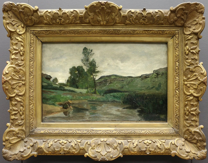 Optevoz. Pralnia na brzegu wody - Jean-Baptiste Camille Corot