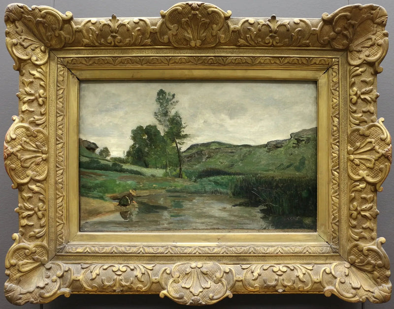 Optevoz. Pralnia na brzegu wody - Jean-Baptiste Camille Corot