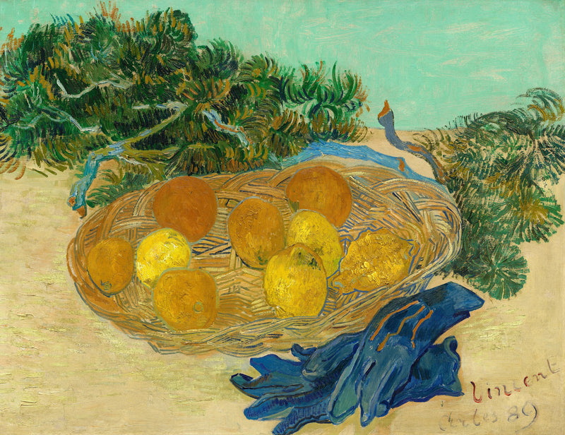 Martwa natura z pomarańczami i cytrynami oraz niebieskimi rękawiczkami - Vincent van Gogh