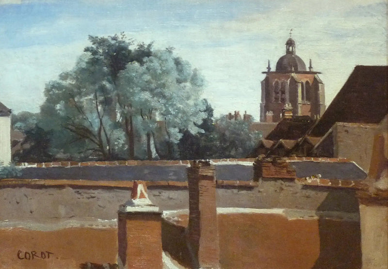 Orlean, widok z okna na wieżę Sainte-Paterne - Jean-Baptiste Camille Corot