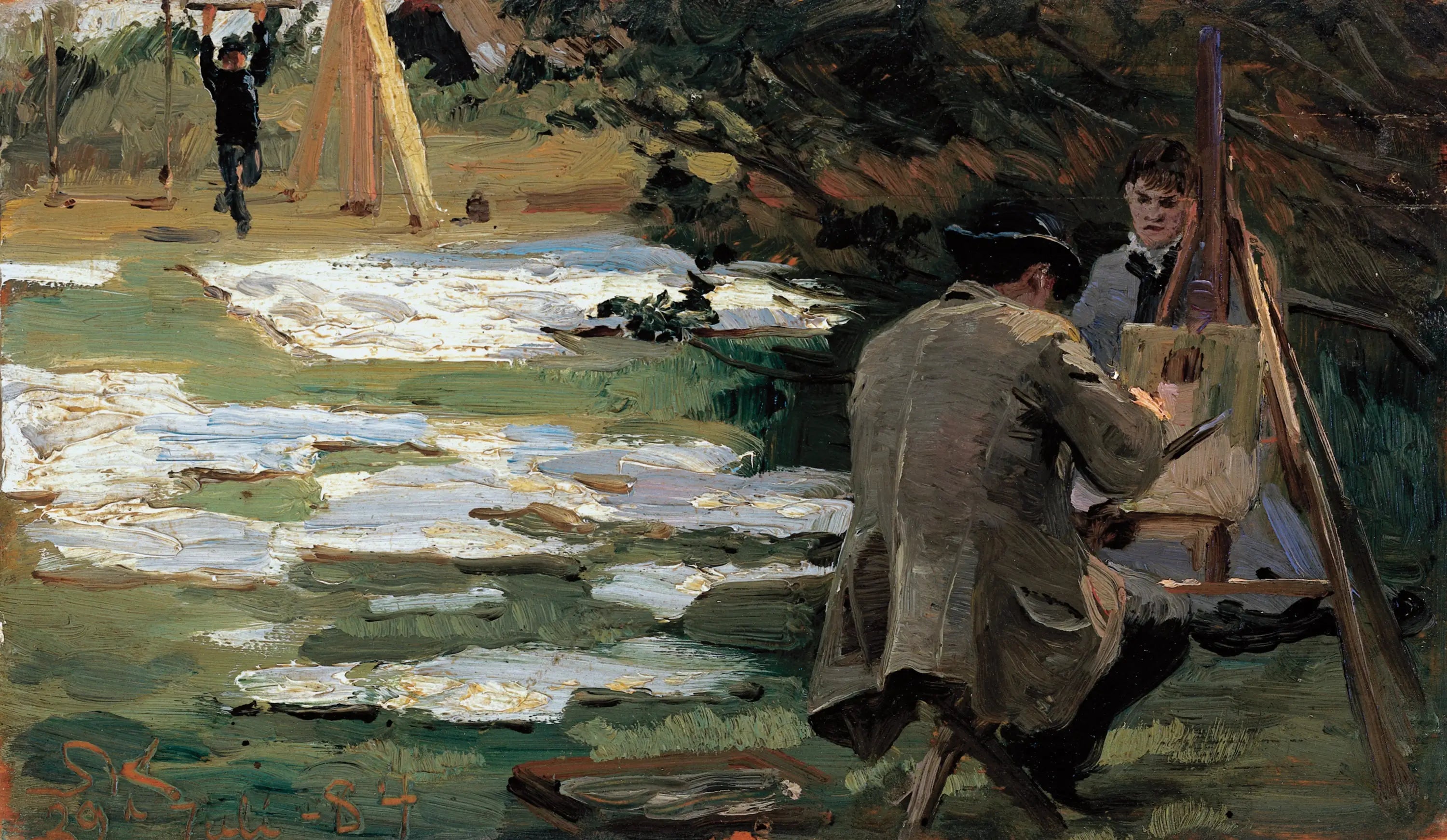 Oscar Björck peignant dans le jardin de Brøndum - Peder Severin Krøyer image 1 reproduction artisanale de tableau