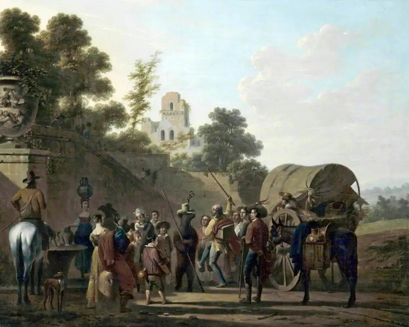 Tańczące niedźwiedzie z widzami w ruinach zamku - Louis-Léopold Boilly