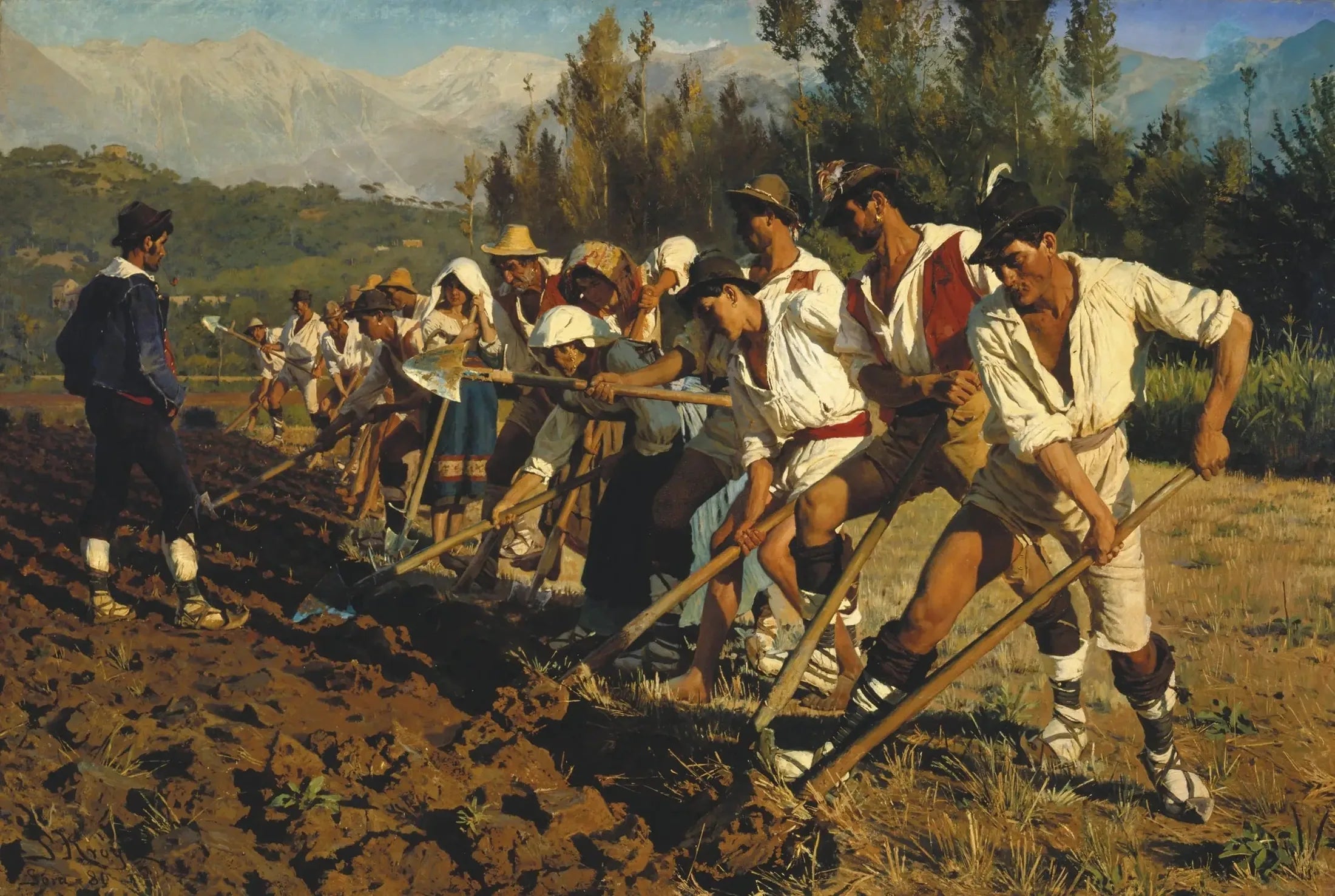 Ouvriers agricoles italiens. Abruzzes - Peder Severin Krøyer image 1 tableau peint à l’huile sur toile