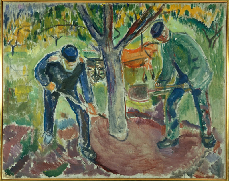 Robotnicy w ogrodzie - Edvard Munch