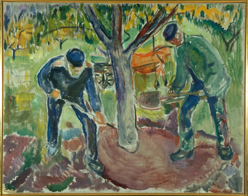 Robotnicy w ogrodzie - Edvard Munch