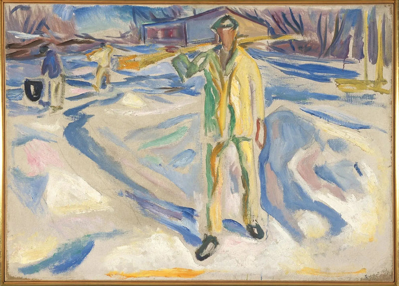 Robotnicy budowlani w śniegu - Edvard Munch