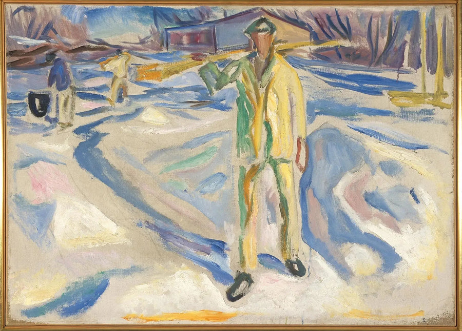 Robotnicy budowlani w śniegu - Edvard Munch