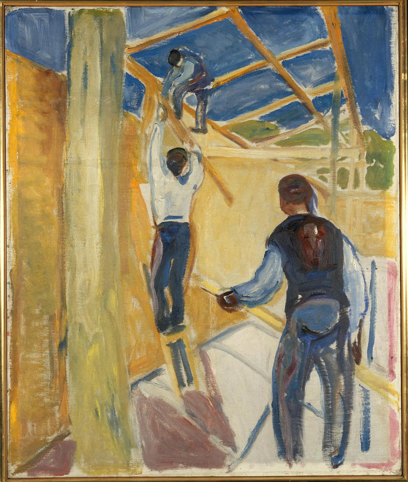 Robotnicy budowlani w studiu - Edvard Munch