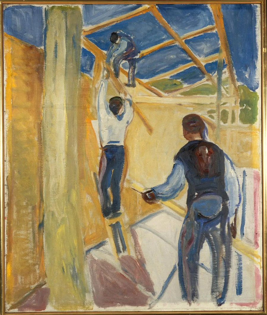 Robotnicy budowlani w studiu - Edvard Munch
