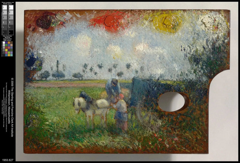 Paleta artysty z wozem i chłopami - Camille Pissarro