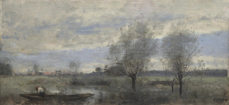 Palluel, kapelusz w stylu canotier na bagnach - Jean-Baptiste Camille Corot