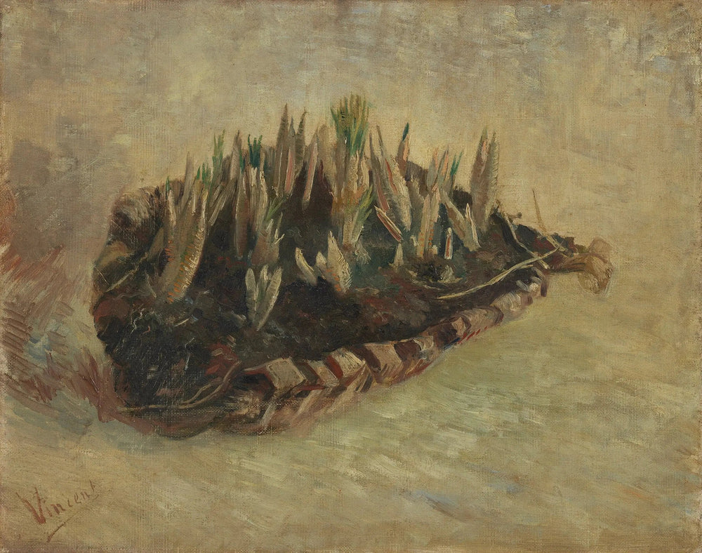 Reproduction du tableau « Panier de bulbes de crocus - Vincent van Gogh » par Alpha Reproduction en peinture à l’huile