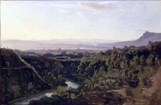 Papigno, strome brzegi i zalesione tereny - Jean-Baptiste Camille Corot