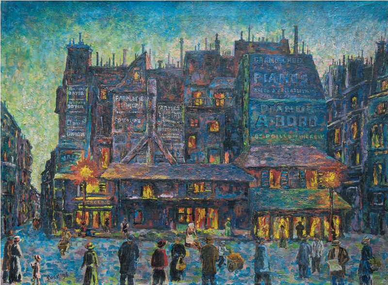 Paryż, tętniąca życiem ulica wieczorem - Maximilien Luce