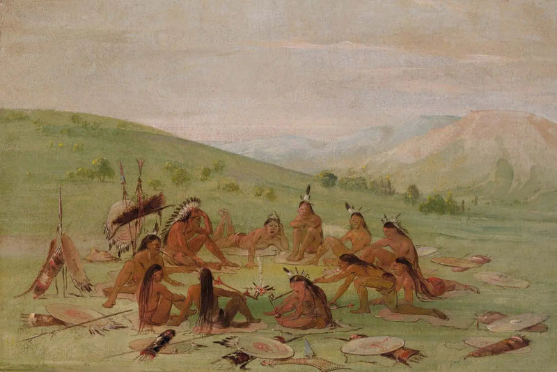 Wojna piesza na radzie, Mandan - George Catlin