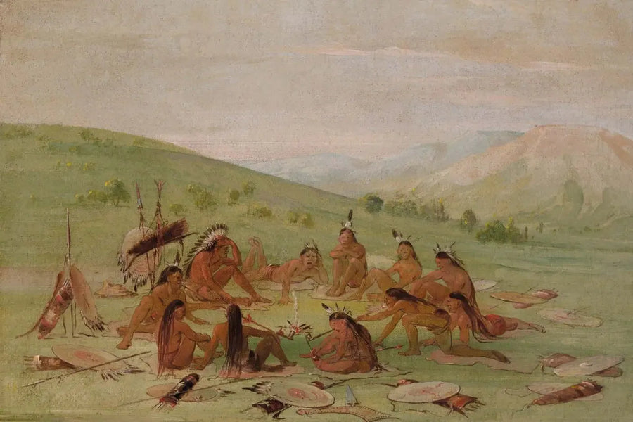 Wojna piesza na radzie, Mandan - George Catlin