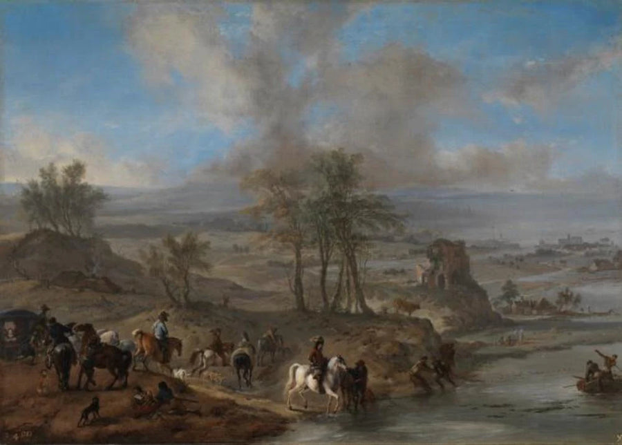 Partie de chasse et pêcheurs - Philips Wouwerman