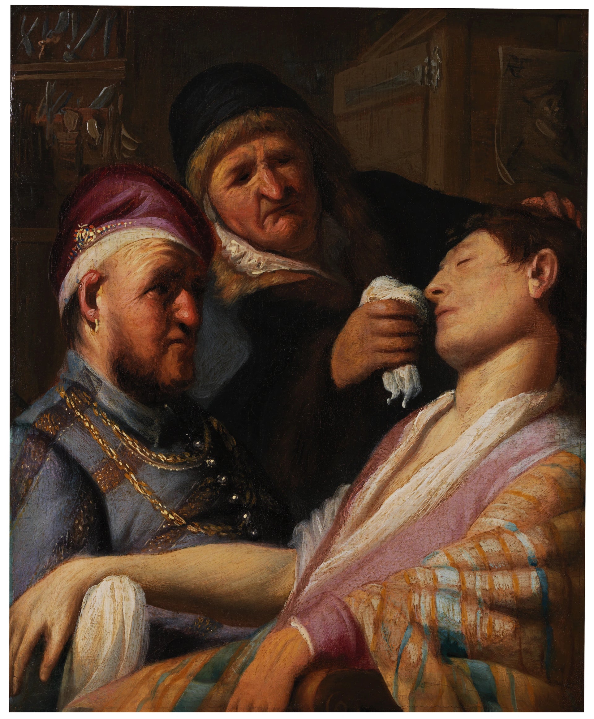 Le Patient inconscient, allégorie de l’Odorat — Rembrandt, vers 1624–1625, The Leiden Collection