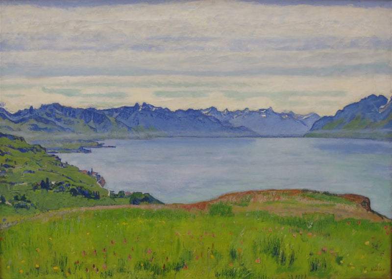 Pejzaż nad jeziorem Léman z widokiem na Valais - Ferdinand Hodler