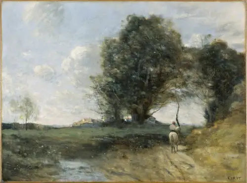 Pejzaż z jeźdźcem - Jean-Baptiste Camille Corot