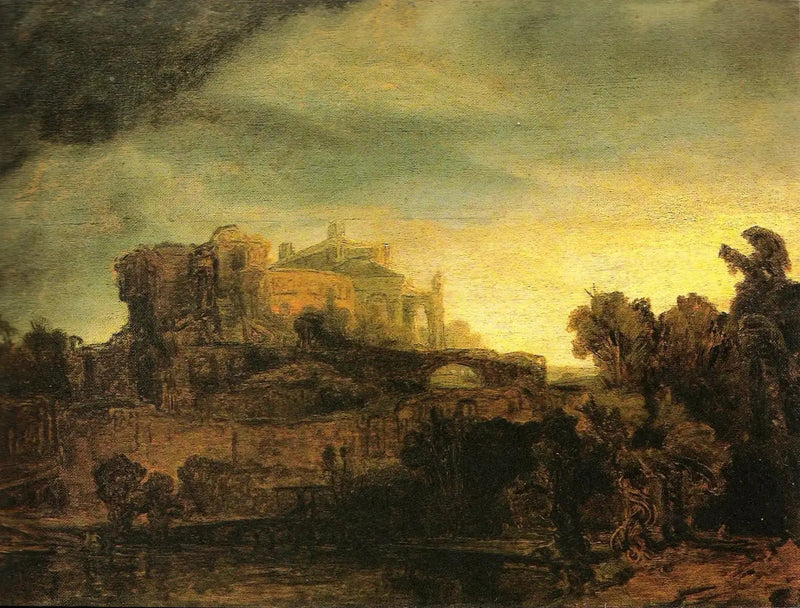 Krajobraz z zamkiem - Rembrandt
