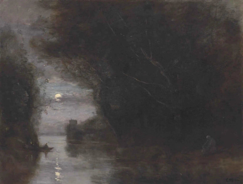 Pejzaż w świetle księżyca - Jean-Baptiste Camille Corot