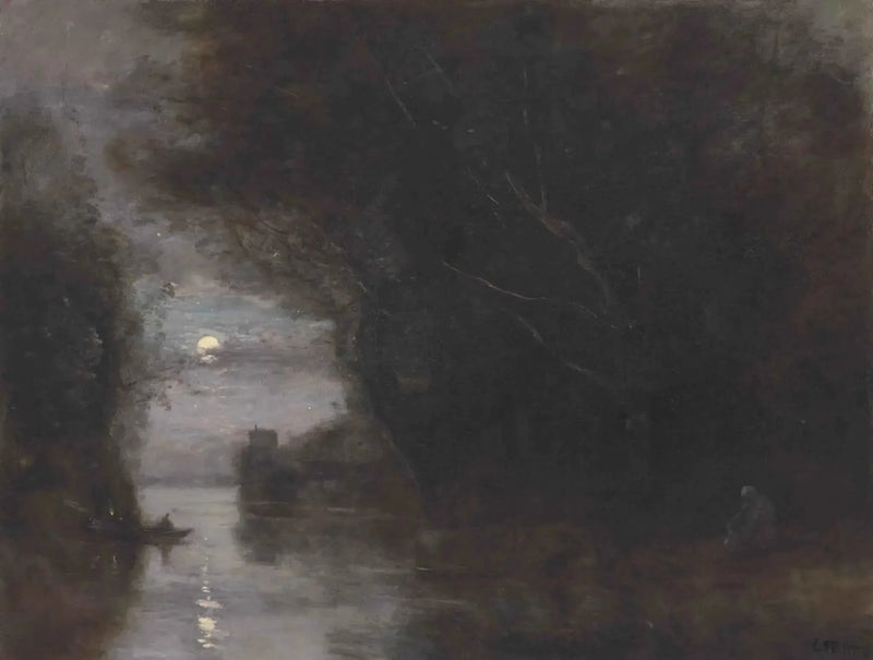 Pejzaż w świetle księżyca - Jean-Baptiste Camille Corot