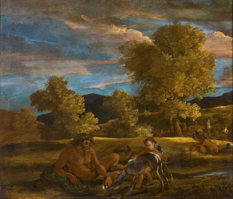 Krajobraz z bogiem rzeką. Krajobraz z Grottaferraty (Wenus i Adonis) - Nicolas Poussin