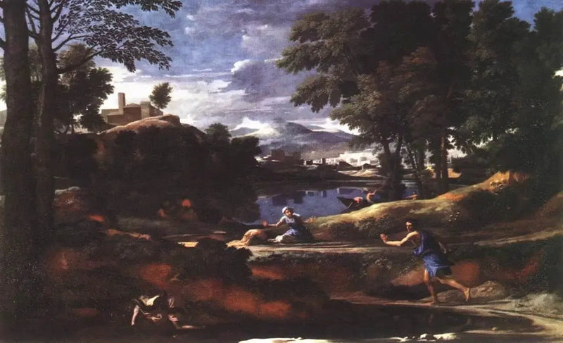 Pejzaż z wężem - Nicolas Poussin