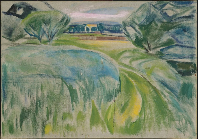 Krajobraz z zielonymi polami - Edvard Munch