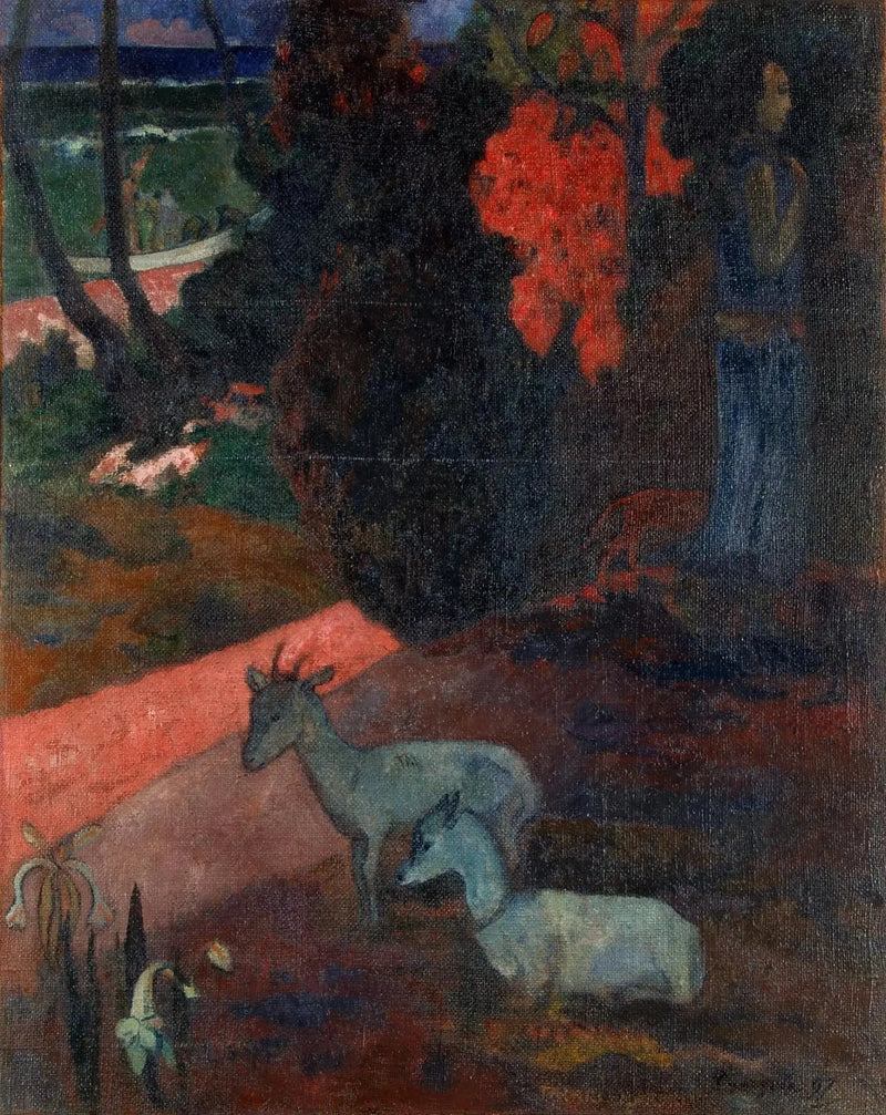 Krajobraz z dwiema kozami - Paul Gauguin