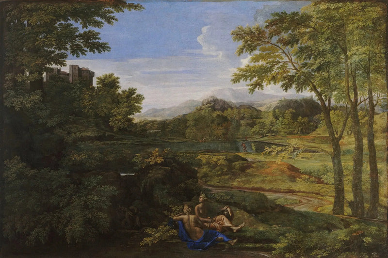 Pejzaż z dwoma nimfami - Nicolas Poussin