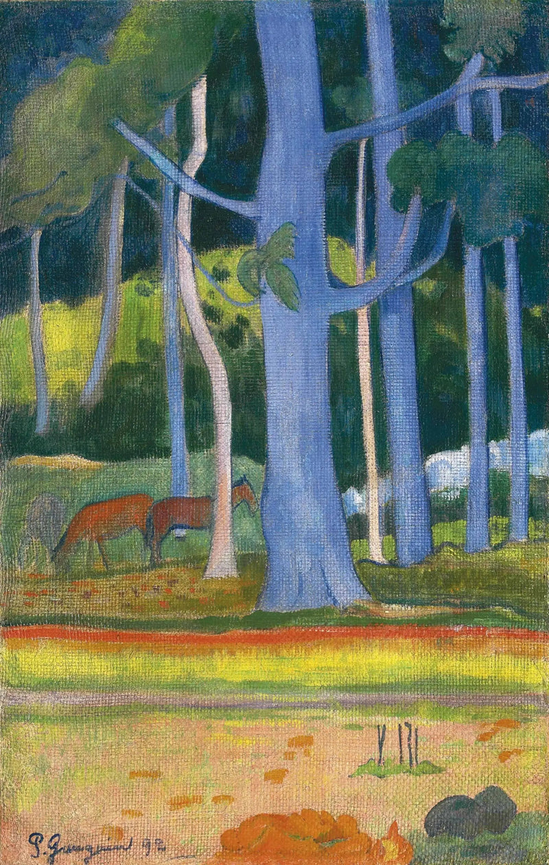 Krajobraz z niebieskimi pniami - Paul Gauguin